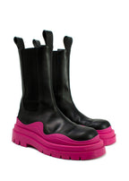Bottega Veneta Pink Tire Rubber-trimmed Leather Chelsea Boots