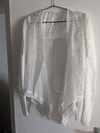 White organza embroidered draped jacket