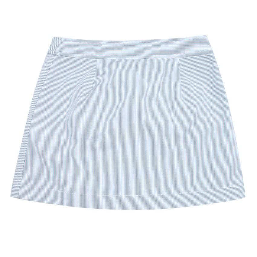 Bonpoint Girls 6Y Blue and White Striped Wrap Skirt