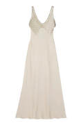 Crystal Bralette Cream Satin Maxi Dress