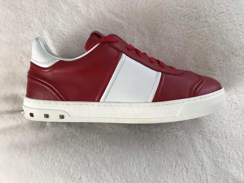 Valentino Red & White Rockstud Sneakers