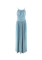 Lillee Blue Backless Plissé Maxi Dress