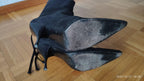 Black Suede Ankle Tie Tall Boots