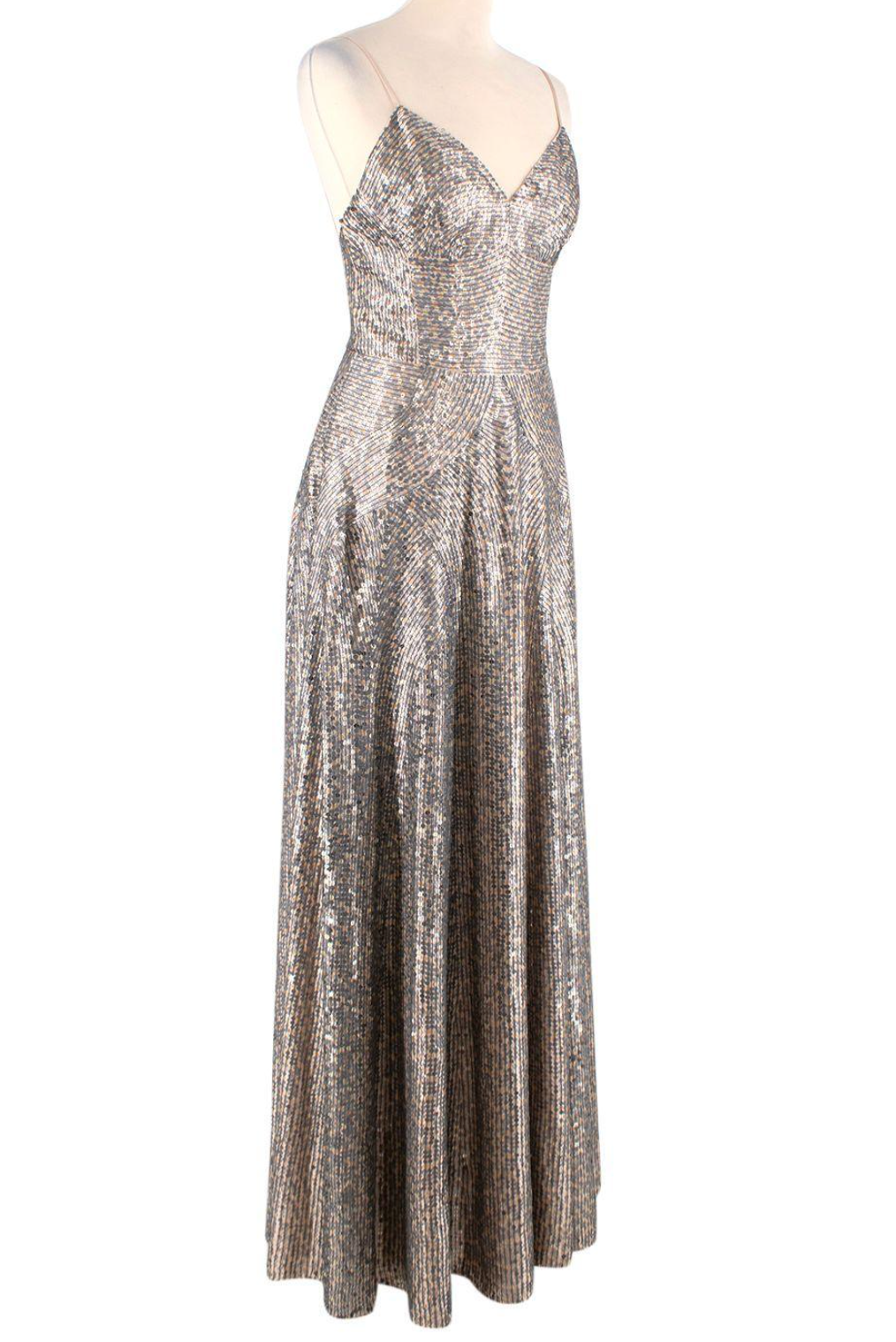 Dior Silver Sequin Low Back Gown