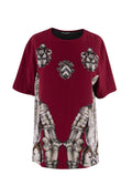 Dolce & Gabbana Burgundy Printed Lined Silk T-Shirt