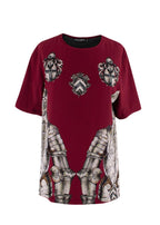 Dolce & Gabbana Burgundy Printed Lined Silk T-Shirt