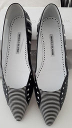Manolo Blahnik Black & White Stripes Sinisa Flats