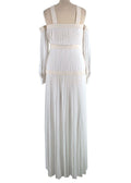 Alessandra Rich White Silk Plisse Dress With Bows