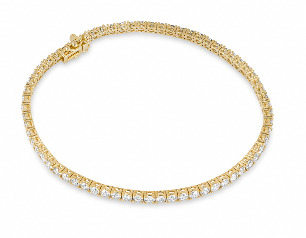 4.27ct Round Brilliant Diamond Yellow Gold Tennis Bracelet