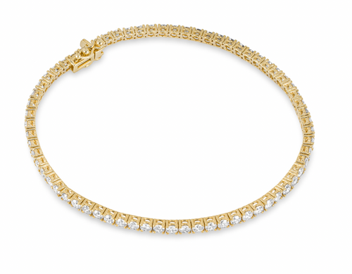 4.27ct Round Brilliant Diamond Yellow Gold Tennis Bracelet