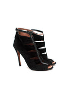 Black suede ruched heeled booties