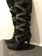 Giuseppe Zanotti Suede & Patent Leather Heeled Long Boots