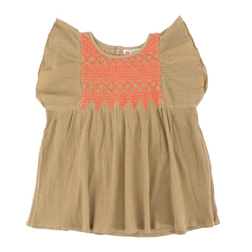 Bonpoint Girls 4Y Light Brown Crepon Blouse