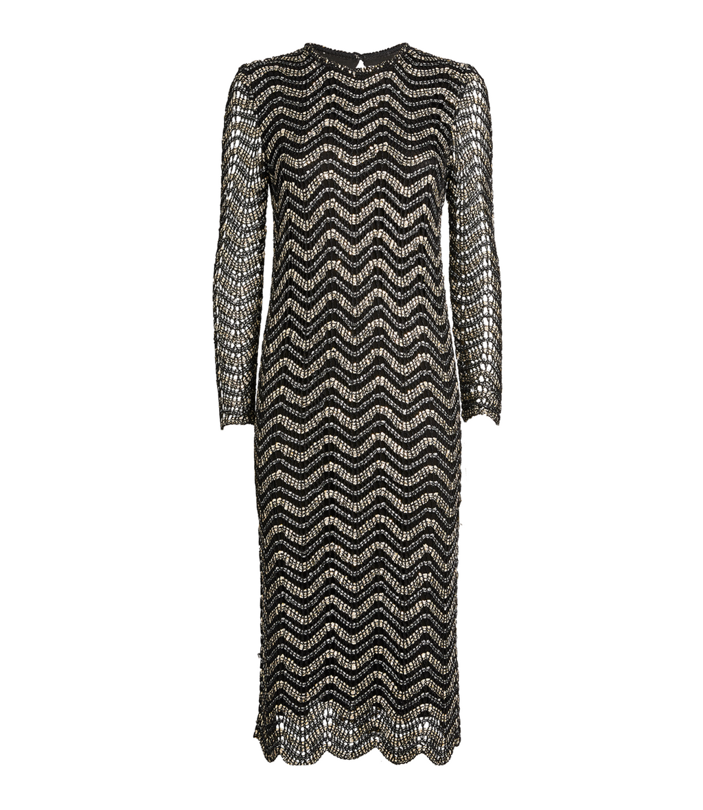 St. John Striped Midi Length Dress