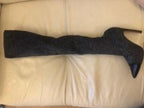 Black 115 Lurex & Leather Thigh Boots