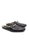 Hermes Black Leather Oz Flat Mules