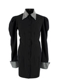 De La Vali Black El Paso Crystal Embellished Shirt Dress