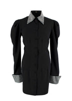 De La Vali Black El Paso Crystal Embellished Shirt Dress