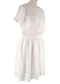 White Lace Trimmed Chiffon Mini Dress