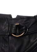 Petar Petrov Black Haena High-Waisted Leather Trousers with Belt Detail