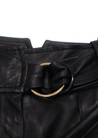 Petar Petrov Black Haena High-Waisted Leather Trousers with Belt Detail