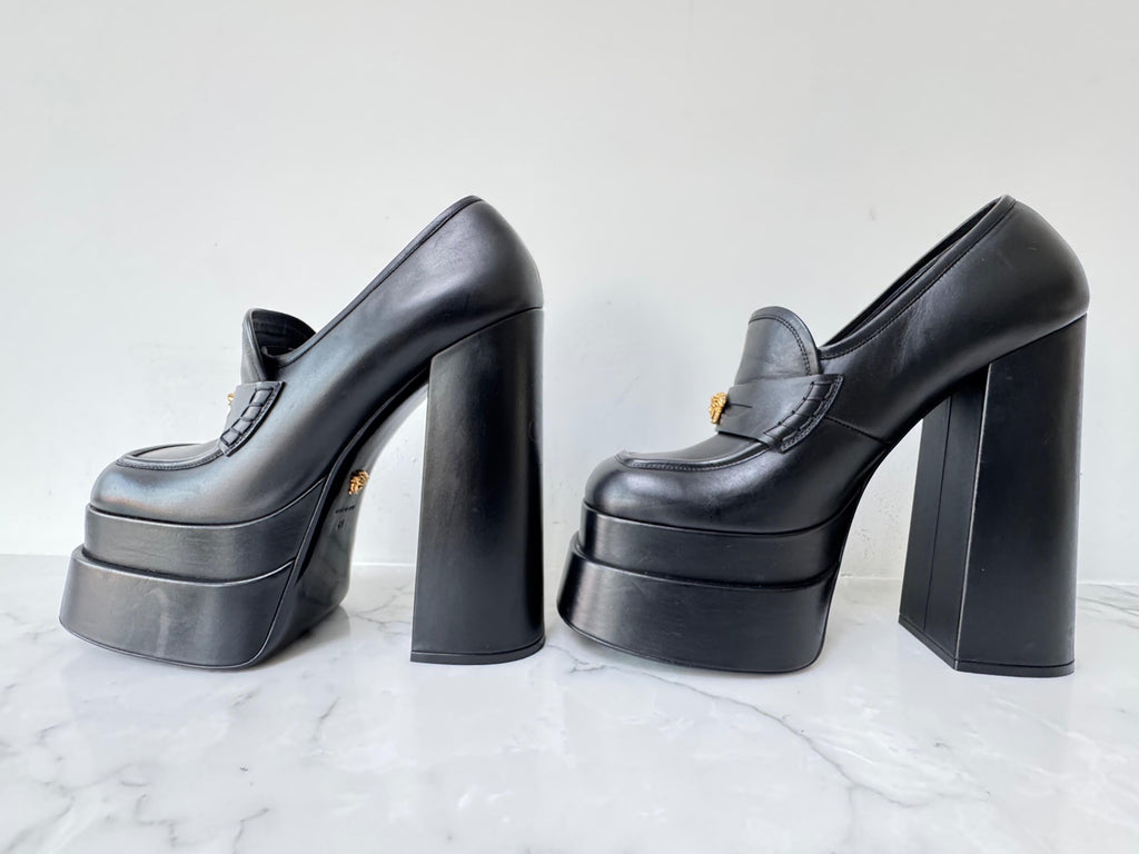Versace Black Platform Loafers