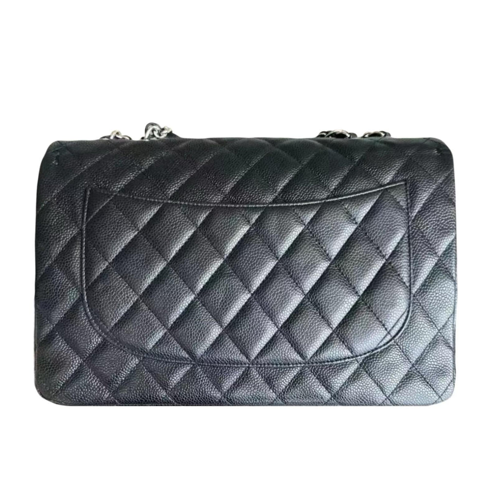 Classic Black Quilted Caviar Jumbo  Single Flap