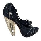Christian Dior Black Silk Crystal Heel