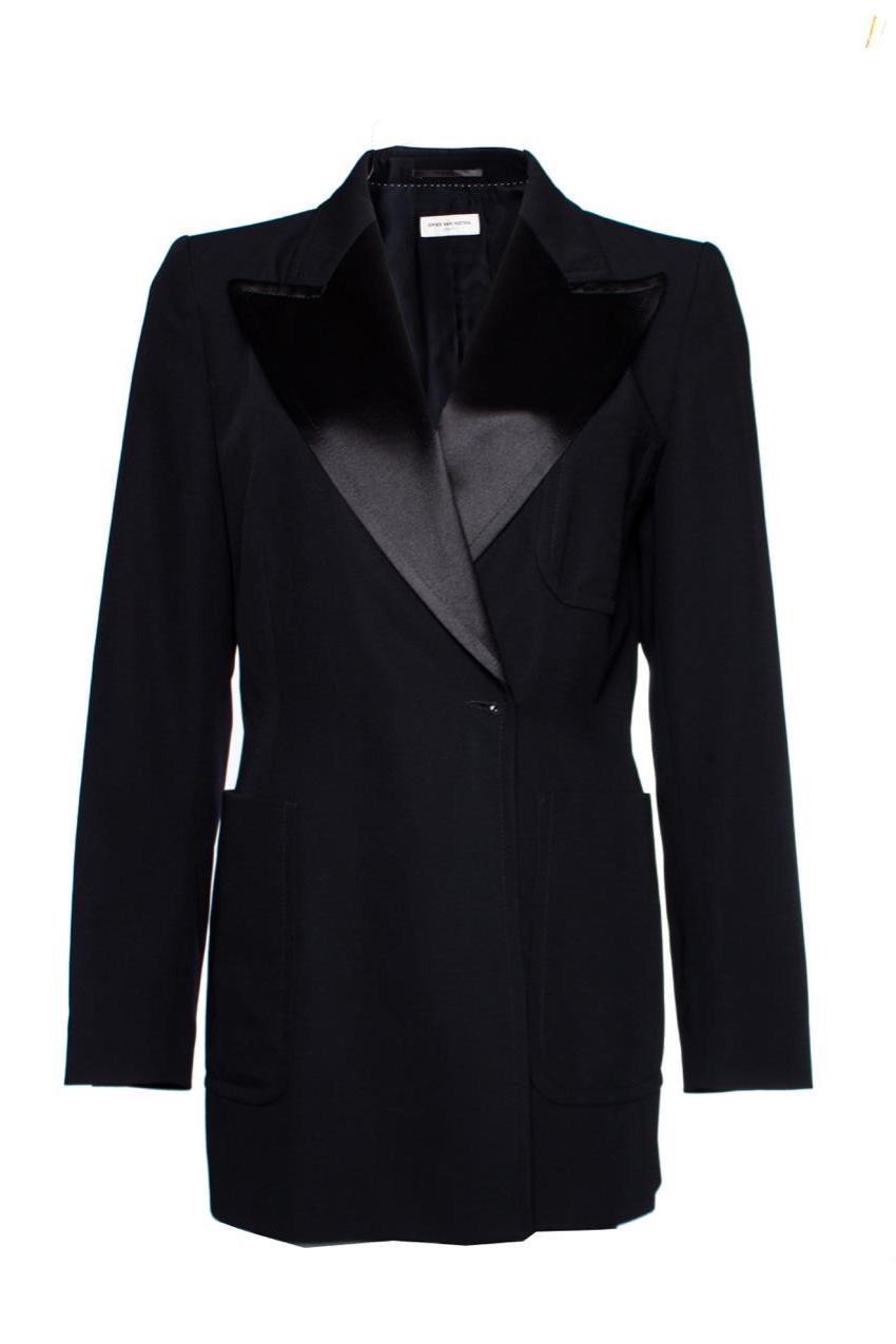 Dries Van Noten Black Wool Jacket W/Satin Lapels