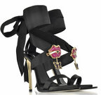DSquared2 Satin Jeweled Sandals with Lips Applique