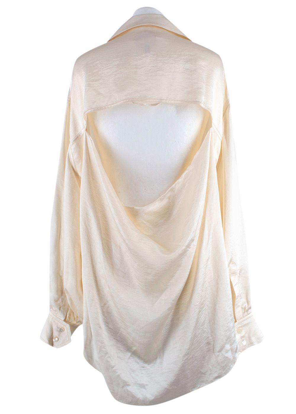 Marianna Senchina Cream Satin Open Draped-back Blouse
