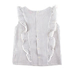 Bonpoint Blue Striped Ruffled Top