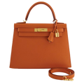 Hermes Kelly 28 Sellier in Orange Epsom Leather with Gold Hardware