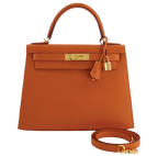 Hermes Kelly 28 Sellier in Orange Epsom Leather with Gold Hardware