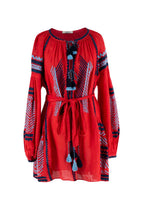 March II Red Embroidered Kaftan with Tassel Detailing