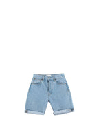 Vintage-Wash Sunset Painted Denim Shorts