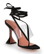 Black Suede Zula 95 PVC Thong Sandals