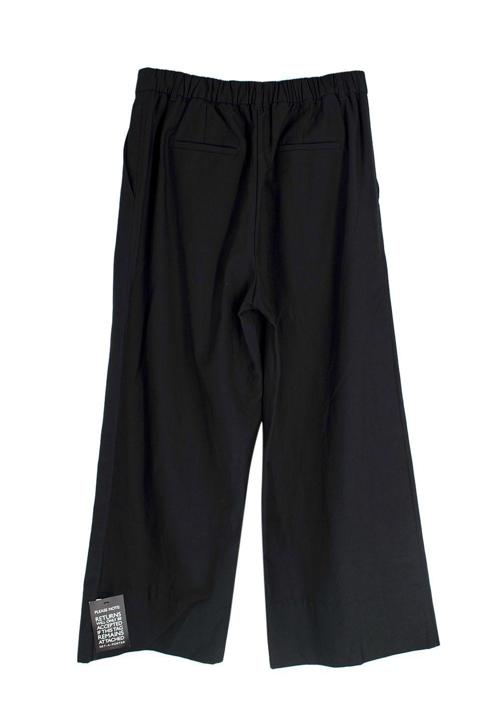 Matteau Black Cropped Wide Leg Linen Trousers