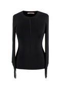 Christopher Kane Black Tassel Sleeved Top