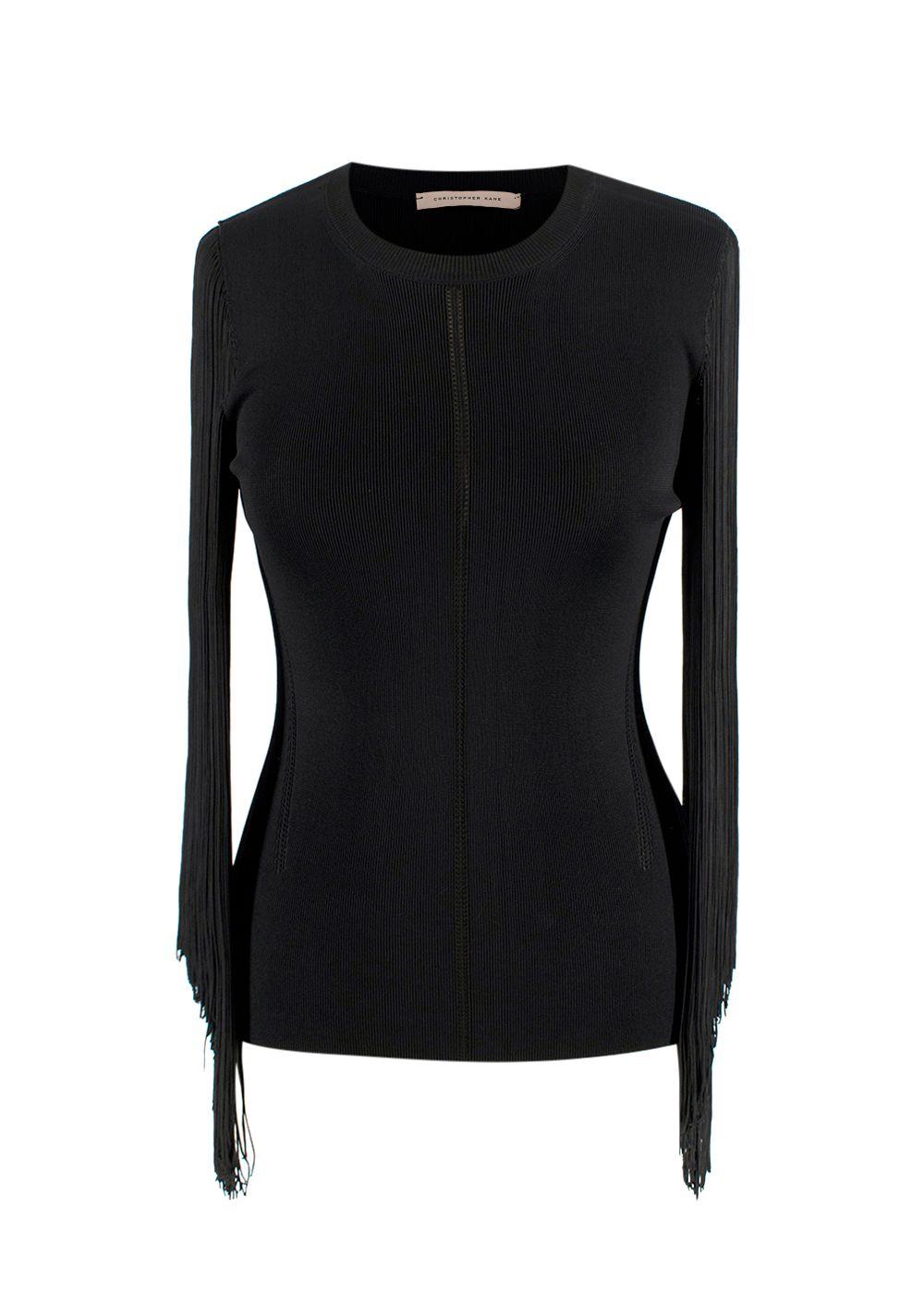 Christopher Kane Black Tassel Sleeved Top