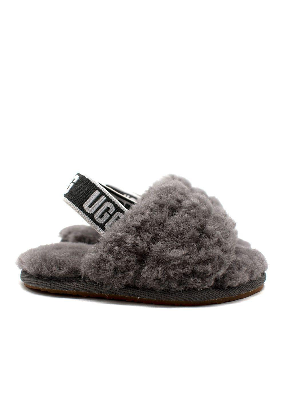 UGG Grey Kids fluffy Slides