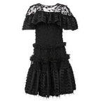 ANAIS JOURDEN black sheer shimmery ruffle tulle DRESS