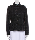 Chanel Black Camelia Denim Button Front Jacket