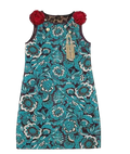 Dolce & Gabbana Kids Blue Brocade Floral Mini Dress