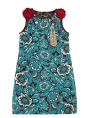 Dolce & Gabbana Kids Blue Brocade Floral Mini Dress