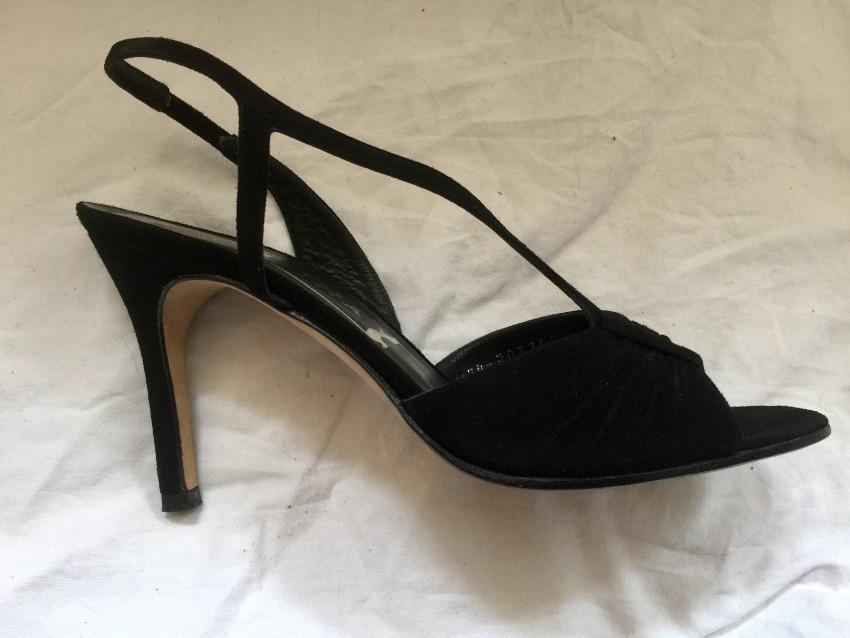 Gina Black Suede Serena Slingback Sandals