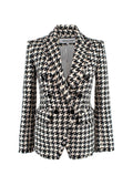 Veronica Beard Black and Ivory Houndstooth Tweed Blazer