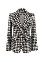 Veronica Beard Black and Ivory Houndstooth Tweed Blazer
