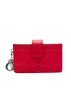 Dior Vibrant Red Leather Logo Chain Card Holder