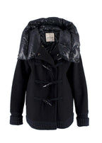 Moncler Navy Cerdus Wool Puffer Coat